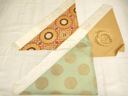平和屋本店▼打敷　内敷　3点セット　三角　駒刺繍　本金刺繍　花丸文　下り藤　法衣　寺院　仏具　仏教　僧侶　神職　装束　AABM0357ja