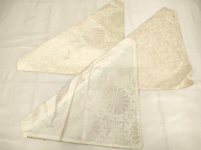 平和屋本店▼打敷　内敷　3点セット　三角　駒刺繍　本金刺繍　花丸文　下り藤　法衣　寺院　仏具　仏教　僧侶　神職　装束　AABM0357ja