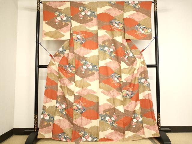 平和屋着物■上質な小紋　雲重ね文　金彩　正絹　逸品　AABM0391ja