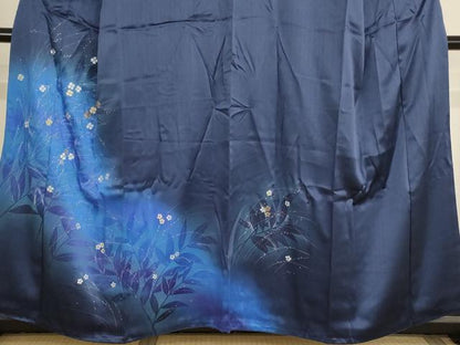 平和屋着物■訪問着　駒刺繍　草花文　暈し染め　金彩　正絹　逸品　AABM0392ja