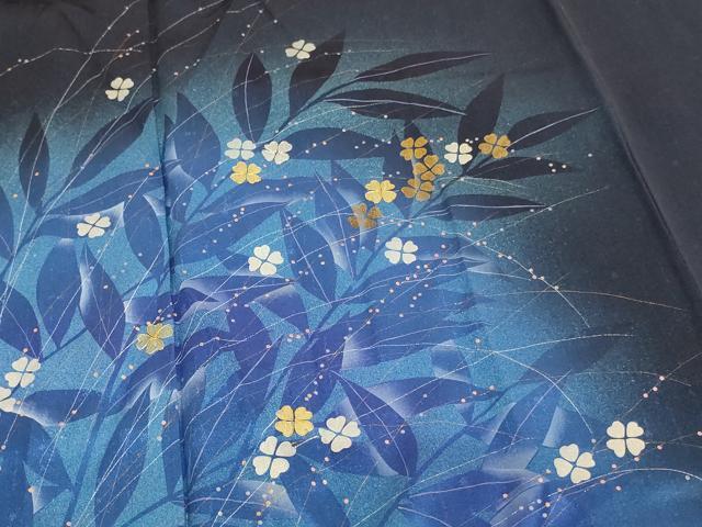 平和屋着物■訪問着　駒刺繍　草花文　暈し染め　金彩　正絹　逸品　AABM0392ja