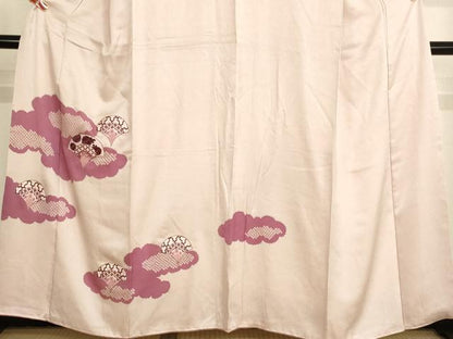 平和屋着物■訪問着　刺繍　雲取り花青海波文　正絹　逸品　AABM0393ja