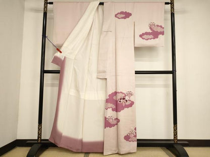 平和屋着物■訪問着　刺繍　雲取り花青海波文　正絹　逸品　AABM0393ja