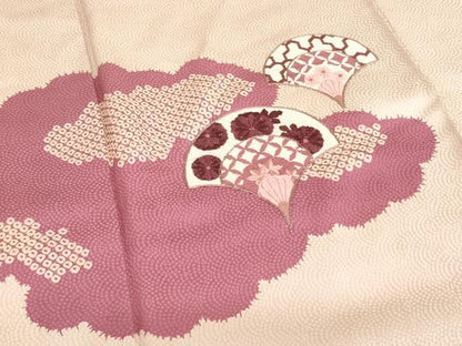 平和屋着物■訪問着　刺繍　雲取り花青海波文　正絹　逸品　AABM0393ja