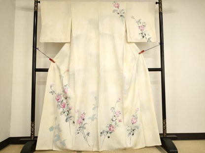 平和屋着物■訪問着　駒刺繍　薔薇　暈し染め　金彩　正絹　逸品　AABM0394ja