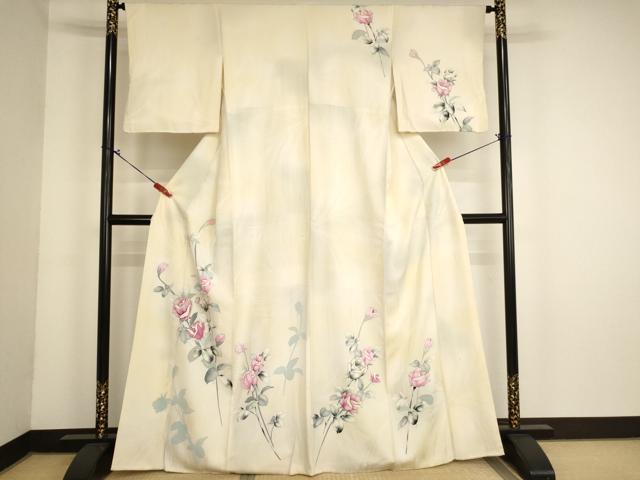 平和屋着物■訪問着　駒刺繍　薔薇　暈し染め　金彩　正絹　逸品　AABM0394ja