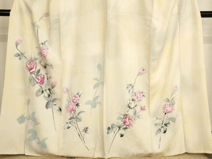 平和屋着物■訪問着　駒刺繍　薔薇　暈し染め　金彩　正絹　逸品　AABM0394ja