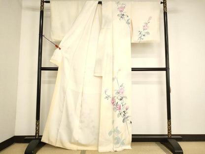 平和屋着物■訪問着　駒刺繍　薔薇　暈し染め　金彩　正絹　逸品　AABM0394ja