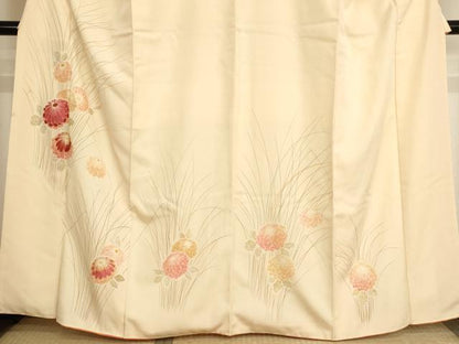 平和屋着物■訪問着　駒刺繍　菊　正絹　逸品　AABM0395ja