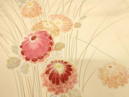 平和屋着物■訪問着　駒刺繍　菊　正絹　逸品　AABM0395ja
