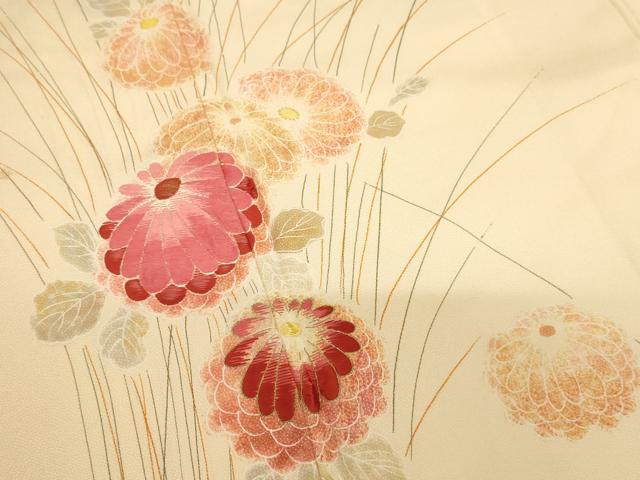 平和屋着物■訪問着　駒刺繍　菊　正絹　逸品　AABM0395ja