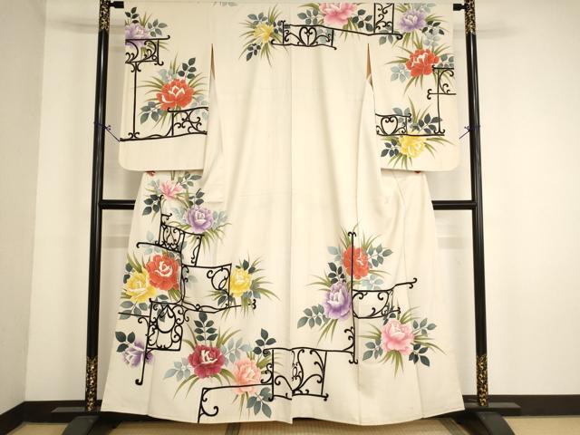 平和屋着物■訪問着　草花文　金彩　正絹　逸品　AABM0397ja