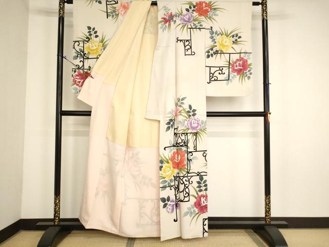 平和屋着物■訪問着　草花文　金彩　正絹　逸品　AABM0397ja