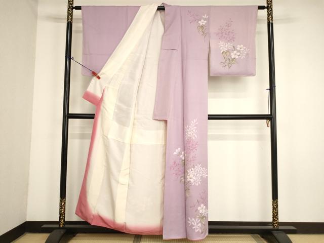 平和屋着物■訪問着　手描き　草花文　正絹　逸品　未使用　AABM0398ja
