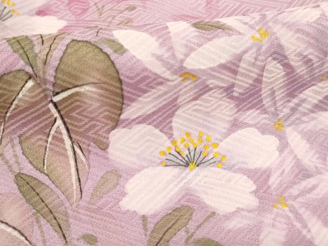 平和屋着物■訪問着　手描き　草花文　正絹　逸品　未使用　AABM0398ja