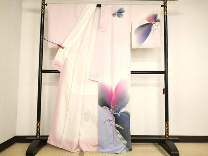 平和屋着物■訪問着　草花文　暈し染め　金銀彩　正絹　逸品　AABM0399ja