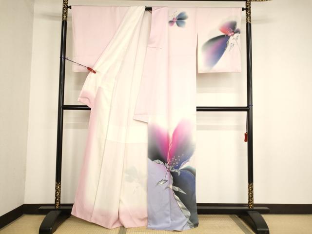 平和屋着物■訪問着　草花文　暈し染め　金銀彩　正絹　逸品　AABM0399ja