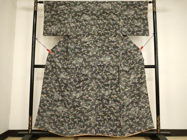 平和屋着物■上質な小紋　草木文　正絹　逸品　AABM0400ja