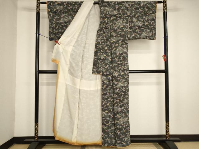 平和屋着物■上質な小紋　草木文　正絹　逸品　AABM0400ja