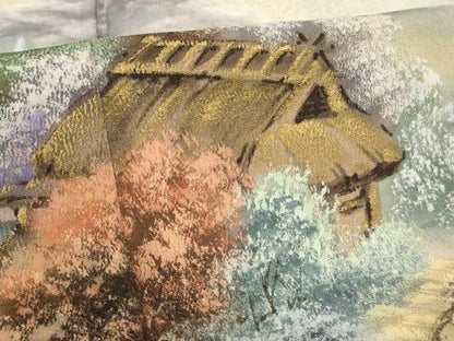 平和屋着物■豪華黒留袖　作家物　手描き　風景文　暈し染め　金彩　正絹　逸品　AABM0502ja