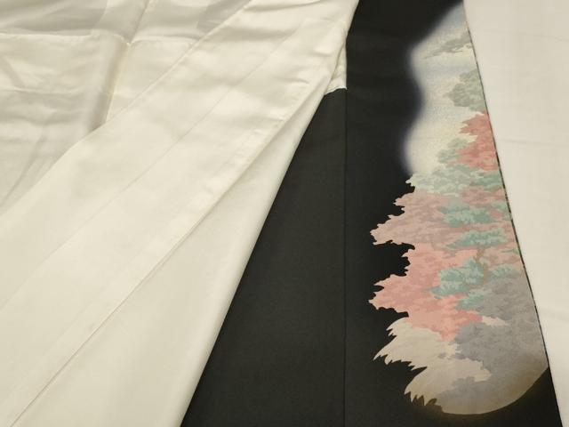 平和屋着物■豪華黒留袖　作家物　手描き　風景文　暈し染め　金彩　正絹　逸品　AABM0502ja