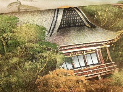 平和屋着物■豪華黒留袖　作家物　手描き　風景文　暈し染め　金彩　正絹　逸品　AABM0505ja