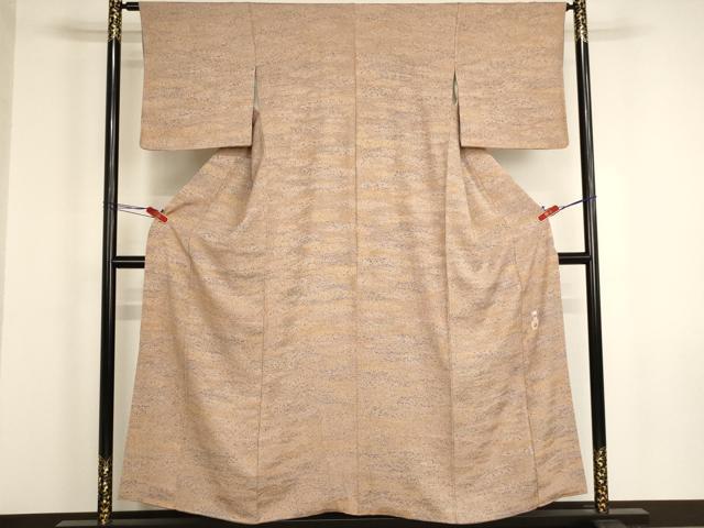 平和屋着物■野の陶人　加藤唐九郎　陶彩染　膨れ織り　小紋　霞文　正絹　逸品　AABM0507ja