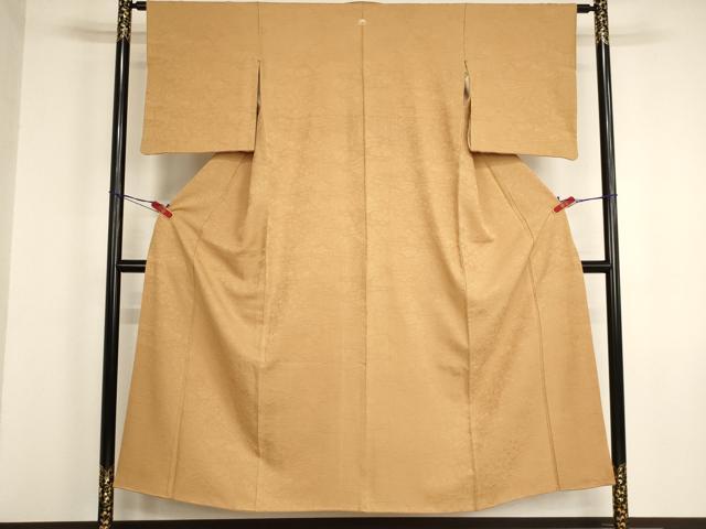 平和屋着物■上質な色無地　風景草花地紋　萱草色　正絹　逸品　AABM0510ja