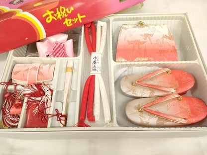 平和屋本店[]七五三　女の子　和装小物セット　折り鶴　暈し染め　金糸　箱付き　逸品　未使用　AABM0517ja