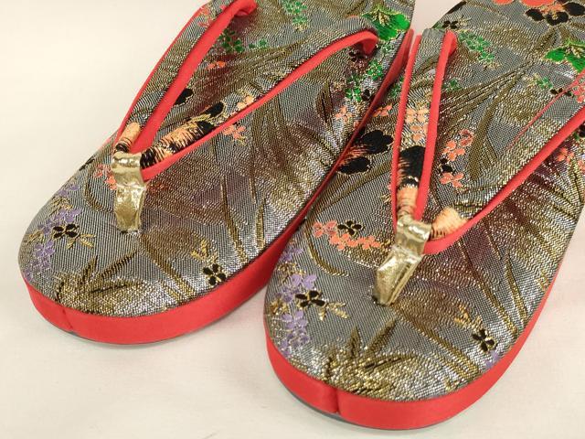 平和屋本店[]七五三　女の子　和装小物セット　草花文　金銀糸　箱付き　逸品　未使用　AABM0518ja