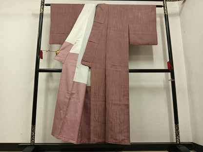 平和屋着物●上質な色無地　霞地紋　鴇浅葱色　正絹　逸品　AABM0644ph