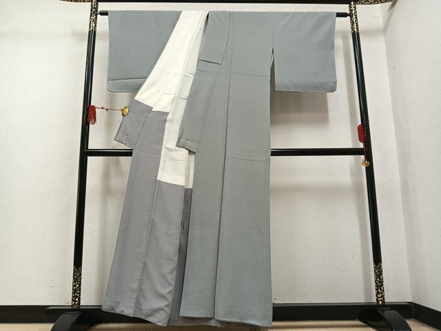 平和屋着物●上質な色無地　銀鼠色　正絹　逸品　未使用　AABM0645ph