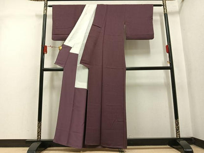 平和屋着物●上質な色無地　濃色　正絹　逸品　AABM0646ph