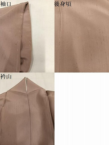 平和屋着物●信州ぜんまい紬　色無地　白茶色　証紙付き　正絹　逸品　AABM0650ph