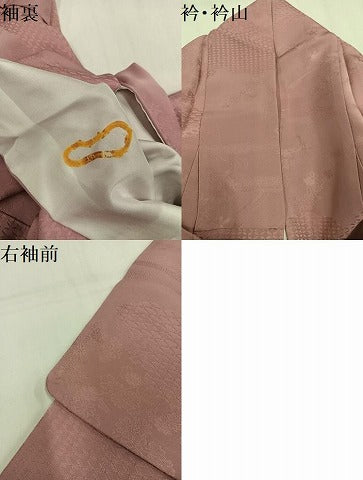 平和屋着物●上質な色無地　吉祥花地紋　ときがら茶色　正絹　逸品　AABM0652ph