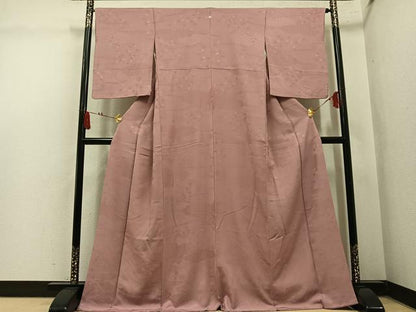 平和屋着物●上質な色無地　吉祥花地紋　ときがら茶色　正絹　逸品　AABM0652ph