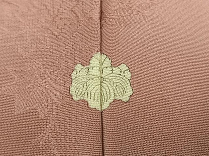 平和屋着物●上質な色無地　吉祥花地紋　ときがら茶色　正絹　逸品　AABM0652ph