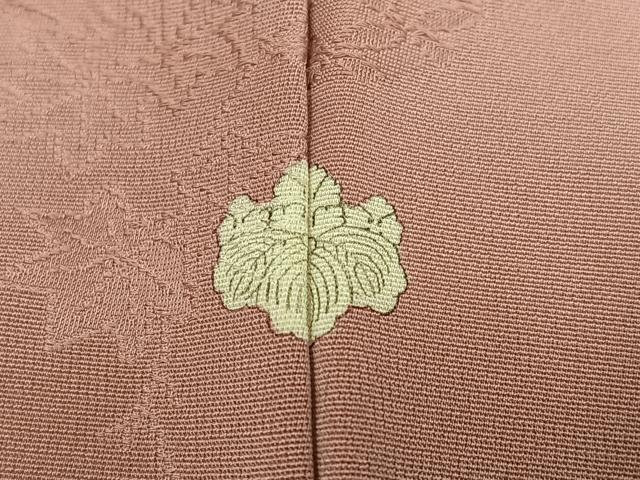 平和屋着物●上質な色無地　吉祥花地紋　ときがら茶色　正絹　逸品　AABM0652ph