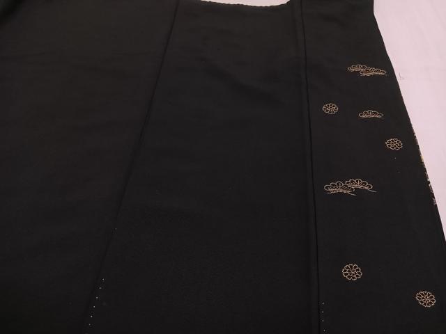 平和屋着物●豪華黒留袖　総刺繍　草花文　金糸　正絹　逸品　AABM0680ph