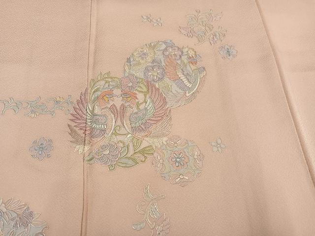 平和屋着物●豪華色留袖　総刺繍　蘇州刺繍　花鳥文　正絹　逸品　未使用　AABM0691ph