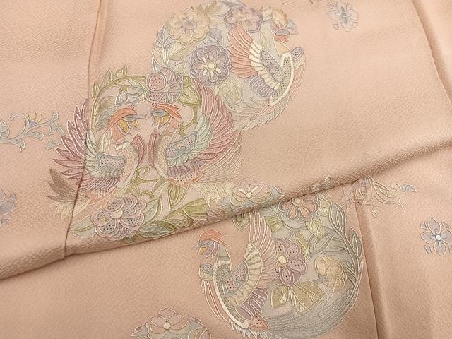 平和屋着物●豪華色留袖　総刺繍　蘇州刺繍　花鳥文　正絹　逸品　未使用　AABM0691ph