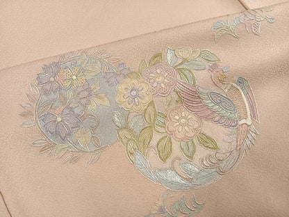 平和屋着物●豪華色留袖　総刺繍　蘇州刺繍　花鳥文　正絹　逸品　未使用　AABM0691ph
