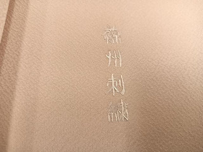 平和屋着物●豪華色留袖　総刺繍　蘇州刺繍　花鳥文　正絹　逸品　未使用　AABM0691ph
