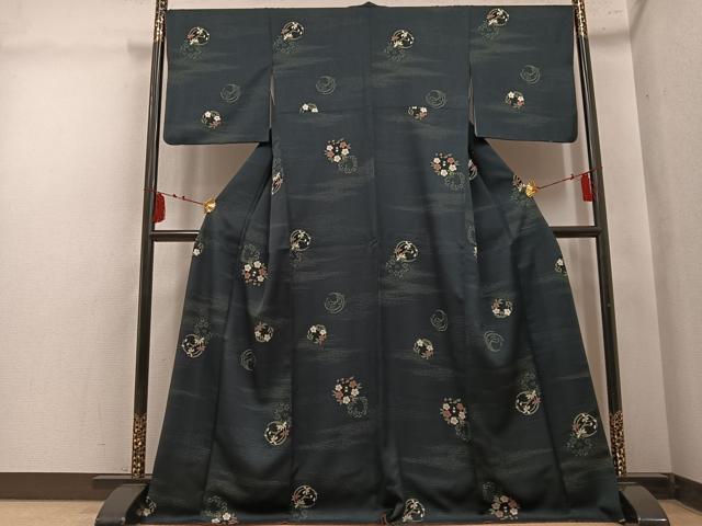 平和屋着物●小紋　草花丸文　洗える着物　AABM0695ph