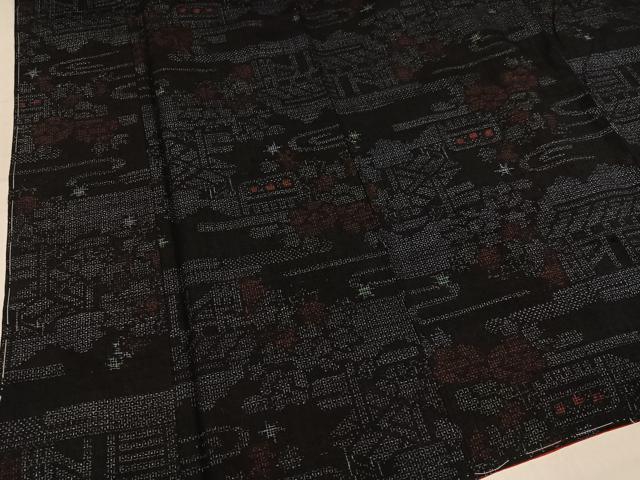 平和屋着物●結城紬　80亀甲　草花文　正絹　逸品　未使用　AABM0709ph