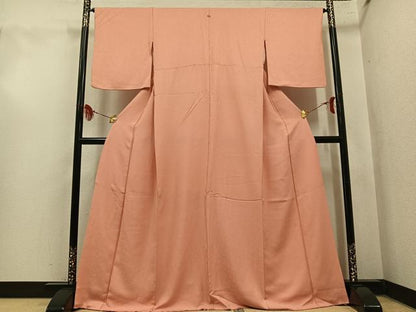 平和屋着物●上質な色無地　草花地紋　一斤染色　正絹　逸品　AABM0717ph
