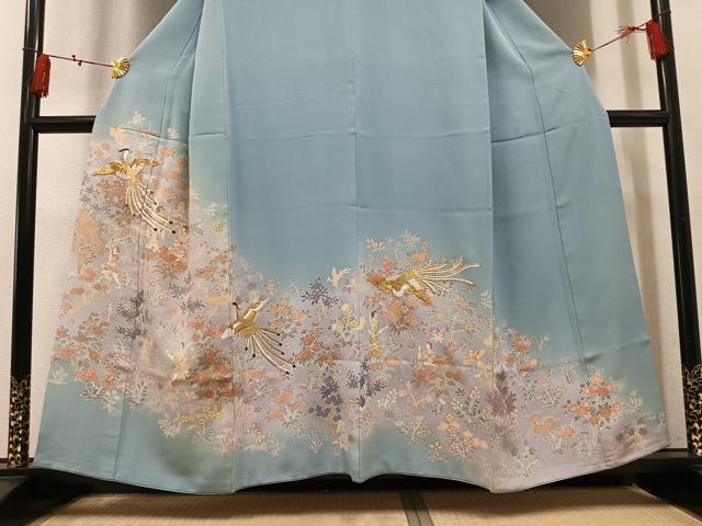 平和屋着物●創業460年・千總　色留袖　駒刺繍　鳳凰人物花文　暈し染め　正絹　逸品　AABM0724ph
