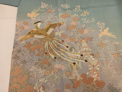 平和屋着物●創業460年・千總　色留袖　駒刺繍　鳳凰人物花文　暈し染め　正絹　逸品　AABM0724ph