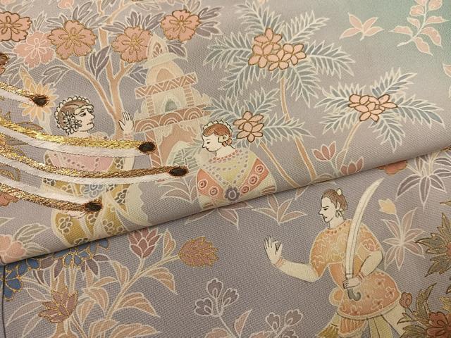 平和屋着物●創業460年・千總　色留袖　駒刺繍　鳳凰人物花文　暈し染め　正絹　逸品　AABM0724ph