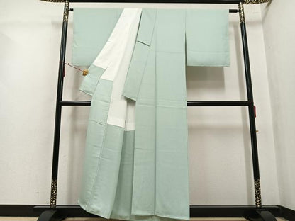 平和屋着物●上質な色無地　丸地紋　裏葉柳色　正絹　逸品　未使用　AABM0731ph